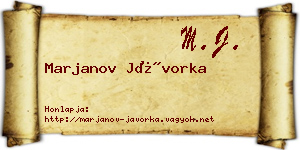 Marjanov Jávorka névjegykártya